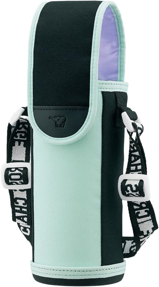 ZOJIRUSHI Stainless Steel Bottle Cover for 480ml Bottles, Shoulder Strap, Machine Washable, Sturdy Bottom for Easy Standing, Pale Mint, MC-BA02-GZ
