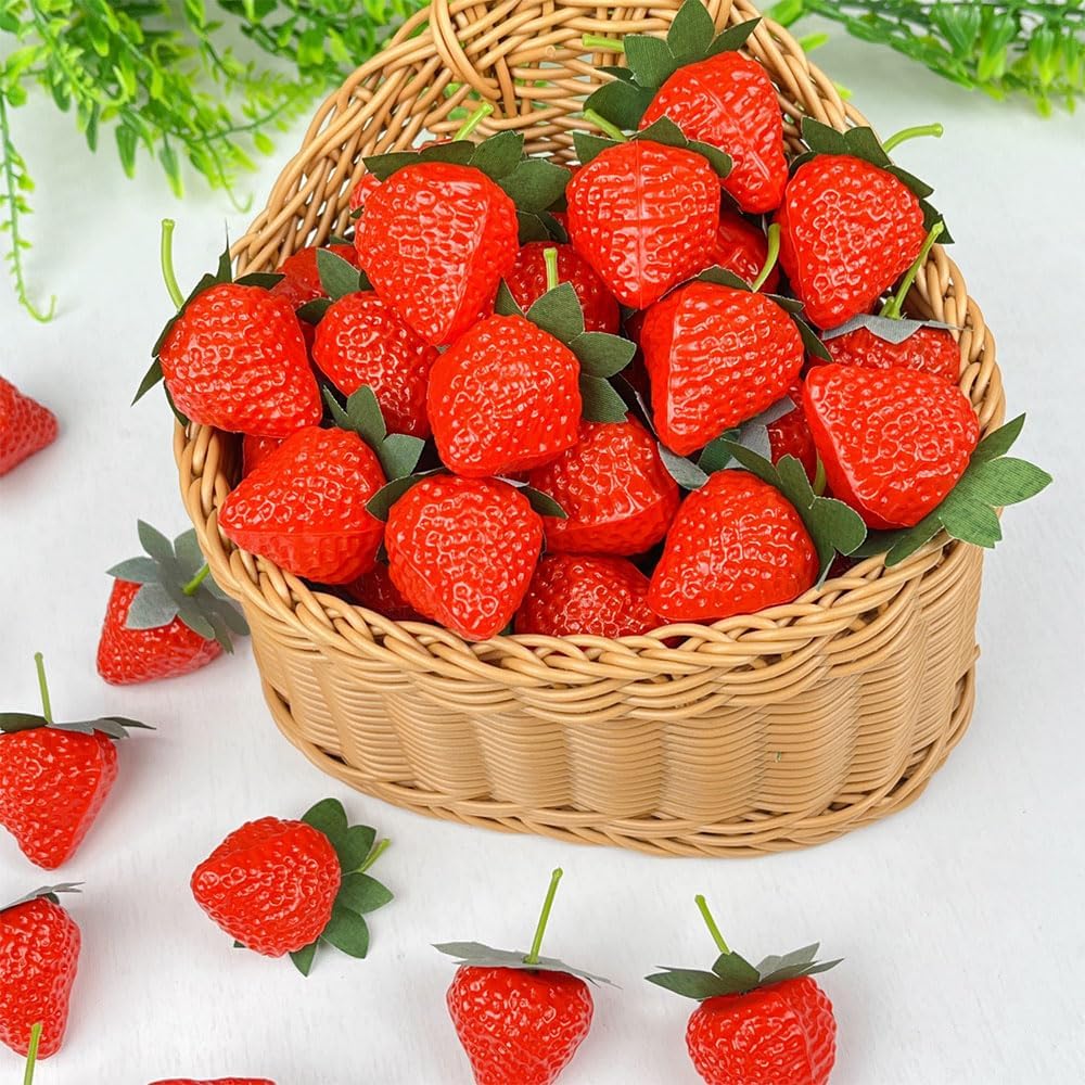 Set of 20, Strawberry, Strawberry, Life-like, Food Sample, Cake Shop, Fruit Shop Display, etc. (1.4 x 1.2 inches (3.5 x 3 cm)