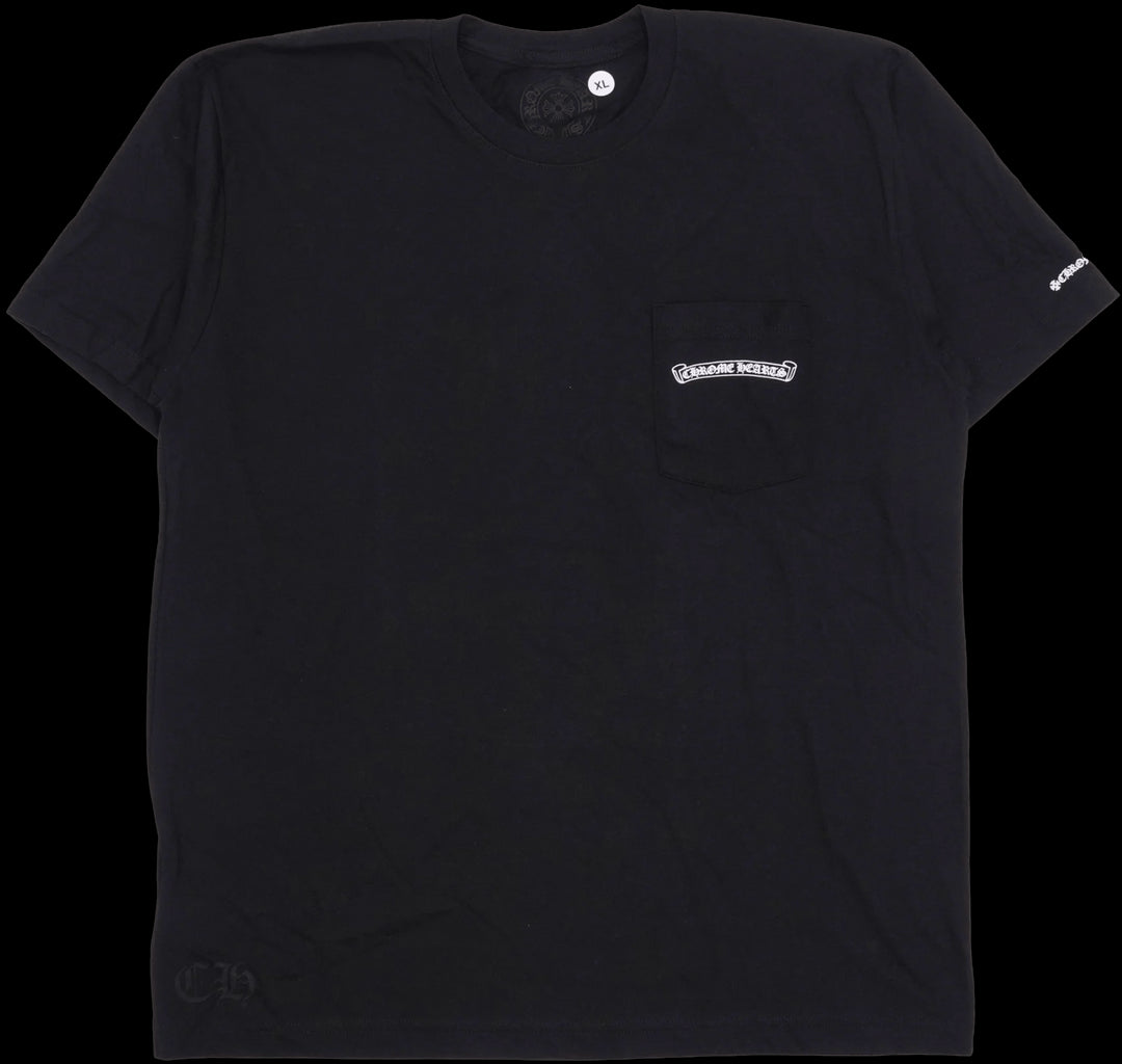 CHROME HEARTS 'BLACK' SCROLL LOGO POCKET TEE