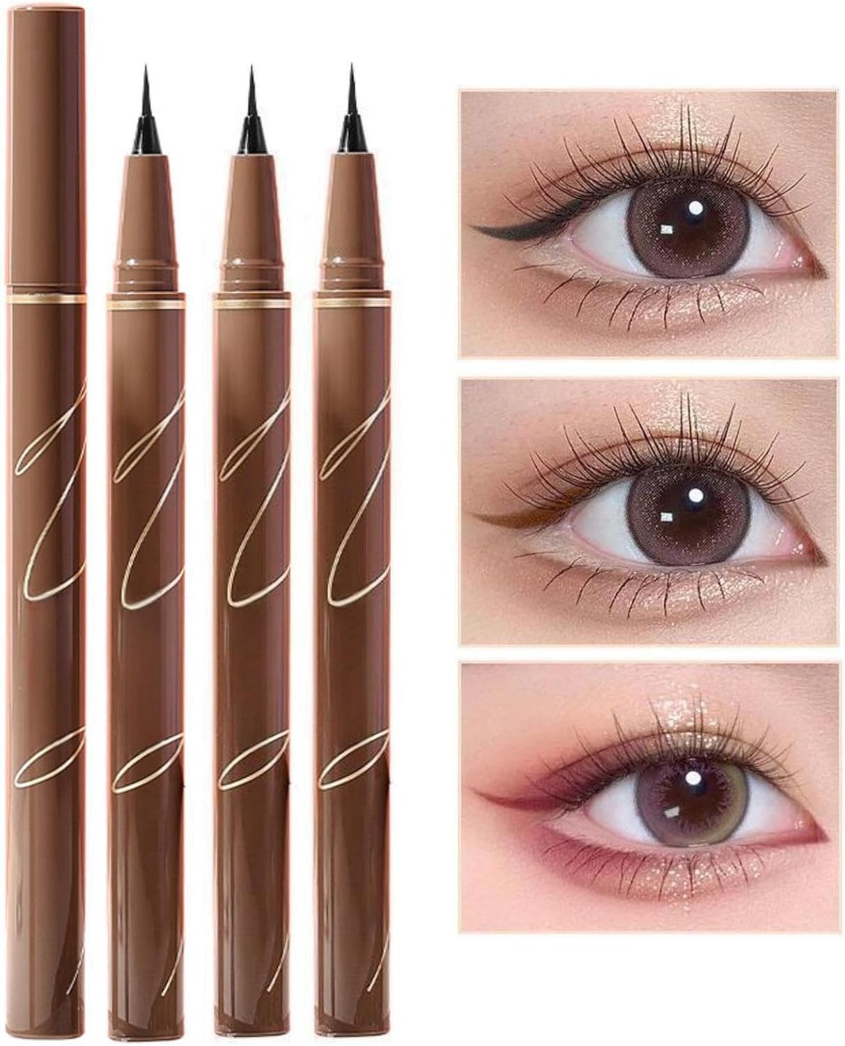 Eyeliner, Liquid Eyeliner, Extra Fine 0.0004 inch (0.01 mm), Lower Eyelashes, Waterproof Eyeliner, Teardrop Bag, Makeup, Cosmetics, Beginners (01# Black)