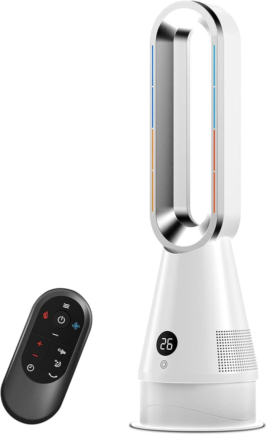【2025 New Model Hot/Cold Dual Use・Adjustable Angles Up/Down Left/Right】Ceramic Heater Electric Fan Heater Hot/Cold Dual Use Ceramic Fan Heater Tower Fan Bladeless Fan Slim DC Motor ECO Constant