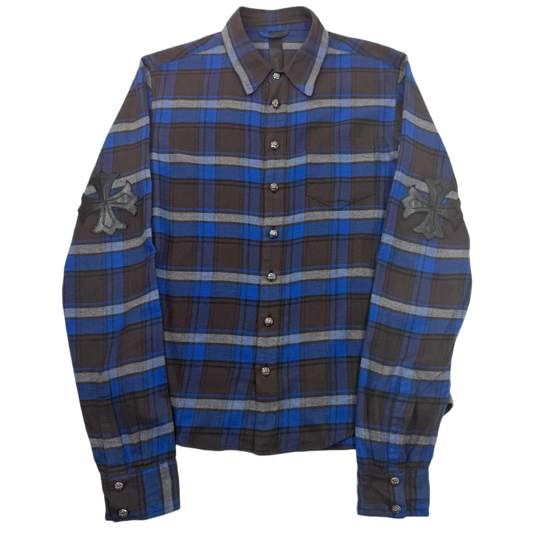 CHROME HEARTS 'BLACK/BLUE' PLUS CROSS PATCH FLANNEL