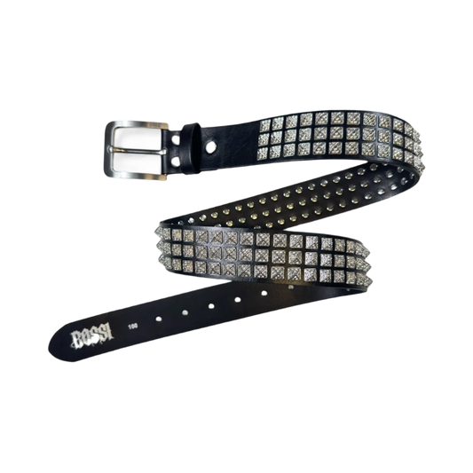 BOSSI 'SILVER ON BLACK' STUDDED BELT