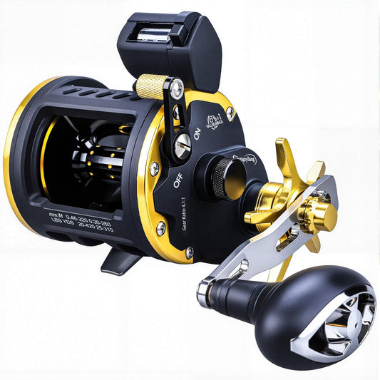 Sougayilang Line Counter Fishing Reel Conventional Level Wind Trolling Reel -TRA 30R