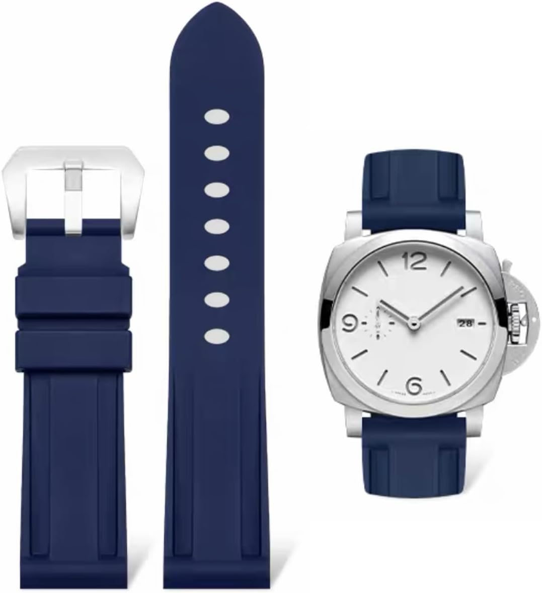 Silicone Watch Band, 0.9 inch (22 mm), 0.9 inch (24 mm), 26 mm, Rubber, Replacement Strap, Panerai Band, Panerai Band, Omega, g-shock, Seiko Citizen