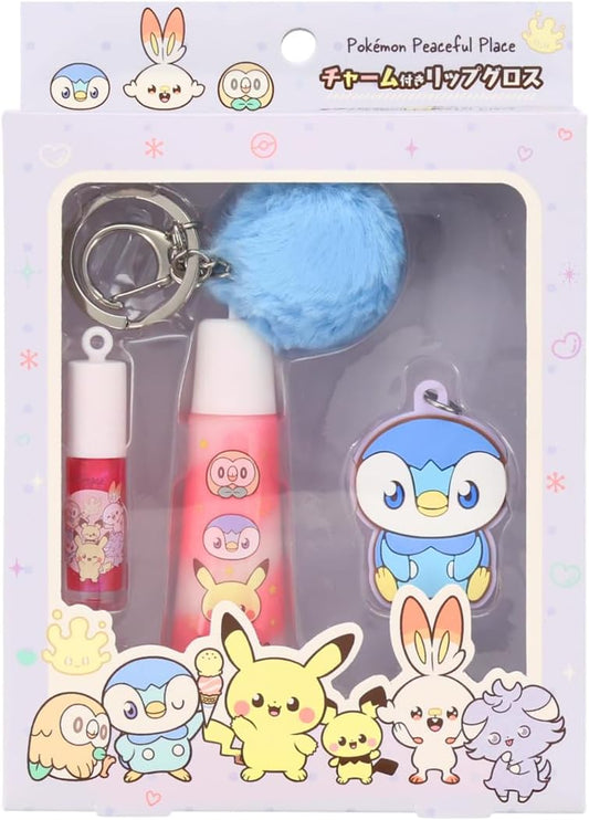 Shoibdo PK43618 Poképiece Lip Gloss with Charm, Pokemon PL, Strawberry Scent, Pochama with Rubber Charm