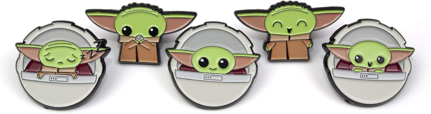 Star Wars: The Mandalorian, The Child - Juego de 5 pines esmaltados de Baby Yoda, Metal