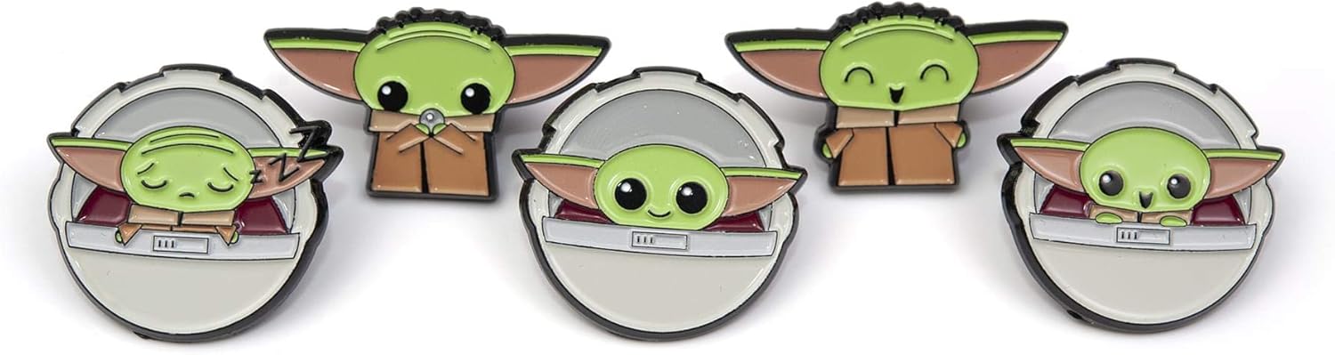 Star Wars: The Mandalorian, The Child - Juego de 5 pines esmaltados de Baby Yoda, Metal