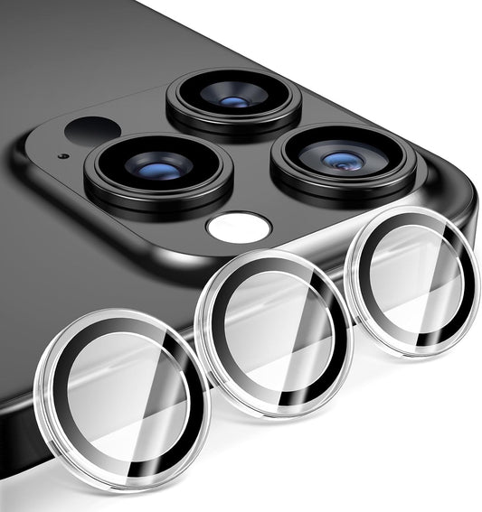 MAGIC JOHN iPhone15 Pro/15 Pro Max Camera Film, Black Edging, Opener, Easy Installation, Camera Protective Film, Overexposure Prevention, Dustproof, Camera Cover, Clear