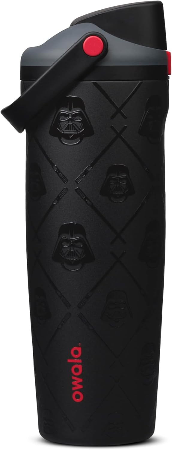 Owala Star Wars FreeSip Sway - Botella de agua aislada de acero inoxidable con boquilla bidireccional, popote integrado y asa de cubo, hecha para viajes, escuela y deportes, 30 onzas, sin BPA, a