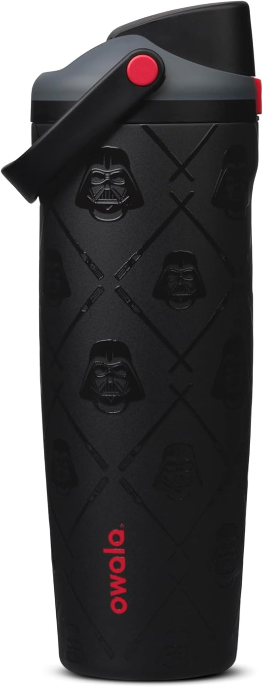 Owala Star Wars FreeSip Sway - Botella de agua aislada de acero inoxidable con boquilla bidireccional, popote integrado y asa de cubo, hecha para viajes, escuela y deportes, 30 onzas, sin BPA, a
