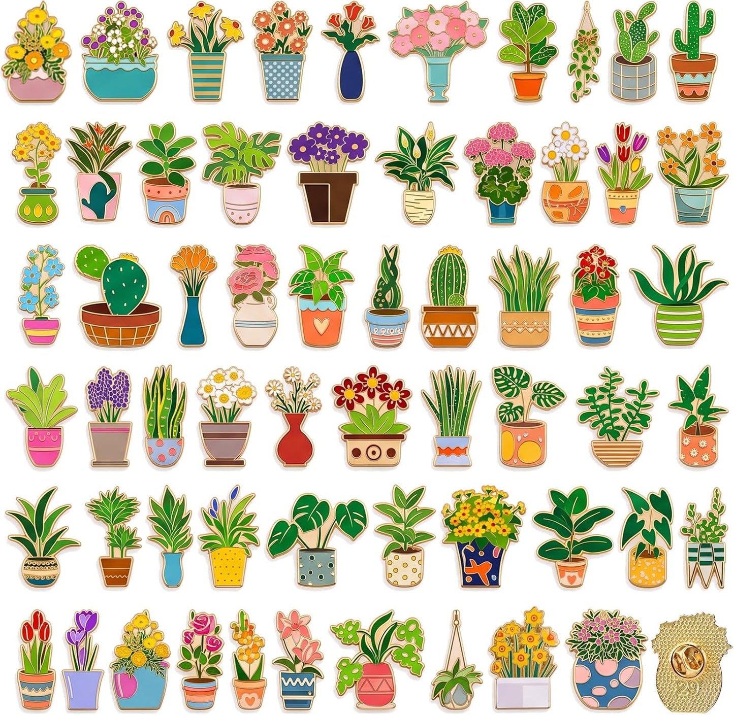Landical 30 piezas, lindos pines de esmalte a granel, flores de plantas, animales, Halloween, gato negro, gótico, calabazas de otoño, primavera, broches de solapa de dibujos animados, pin de joyería
