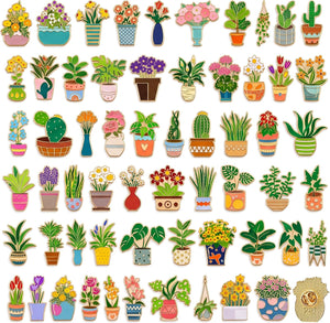 Landical 30 piezas, lindos pines de esmalte a granel, flores de plantas, animales, Halloween, gato negro, gótico, calabazas de otoño, primavera, broches de solapa de dibujos animados, pin de joyería
