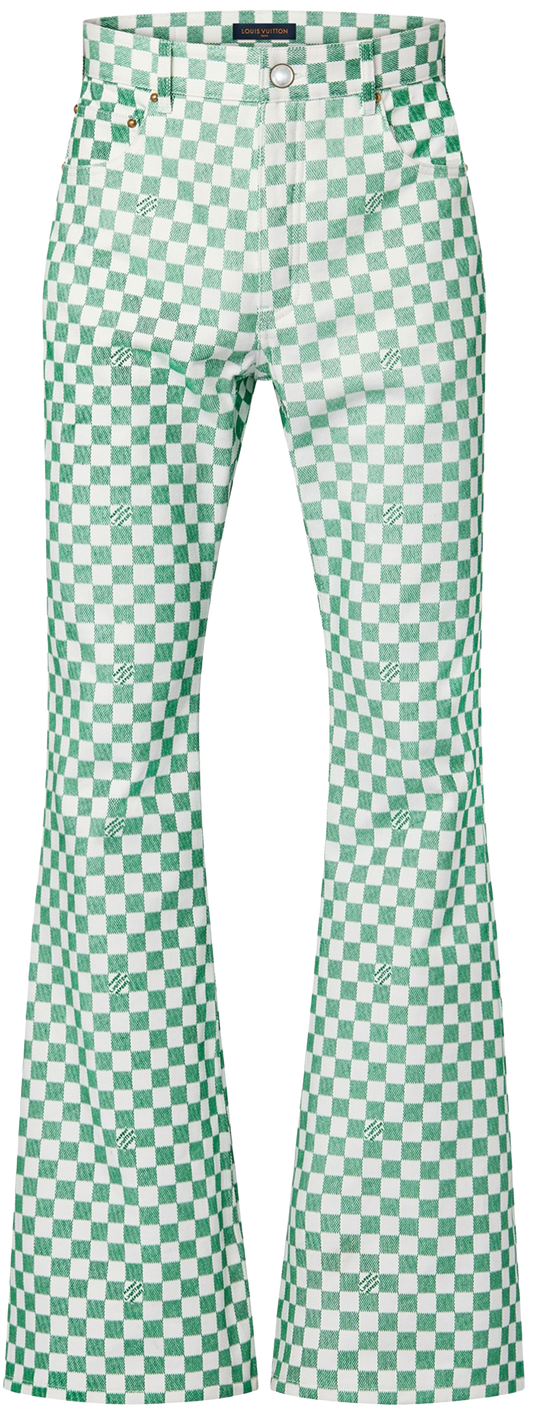 LOUIS VUITTON 'GREEN' DAMIER BOOTCUT JEANS