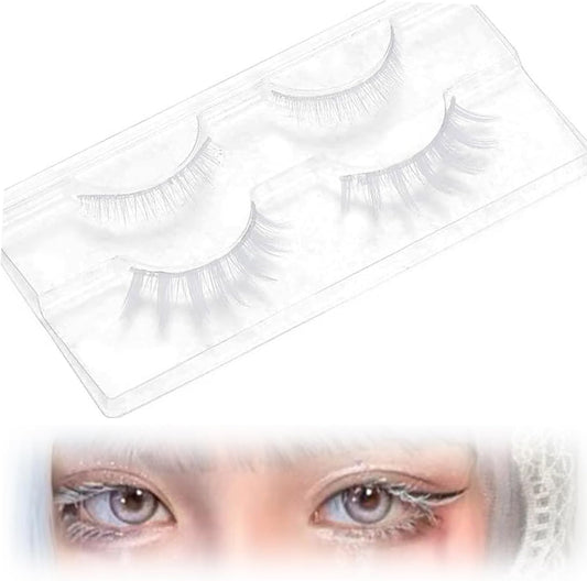 False Eyelashes (2 Pairs) Natural Part Dolly Wink False Cosplay Eyelashes 3D Bundled Soft Silk Top and Bottom Eyebrows Fashion Extension Makeup Tool for Home DIY Makeup Lightweight Reusable