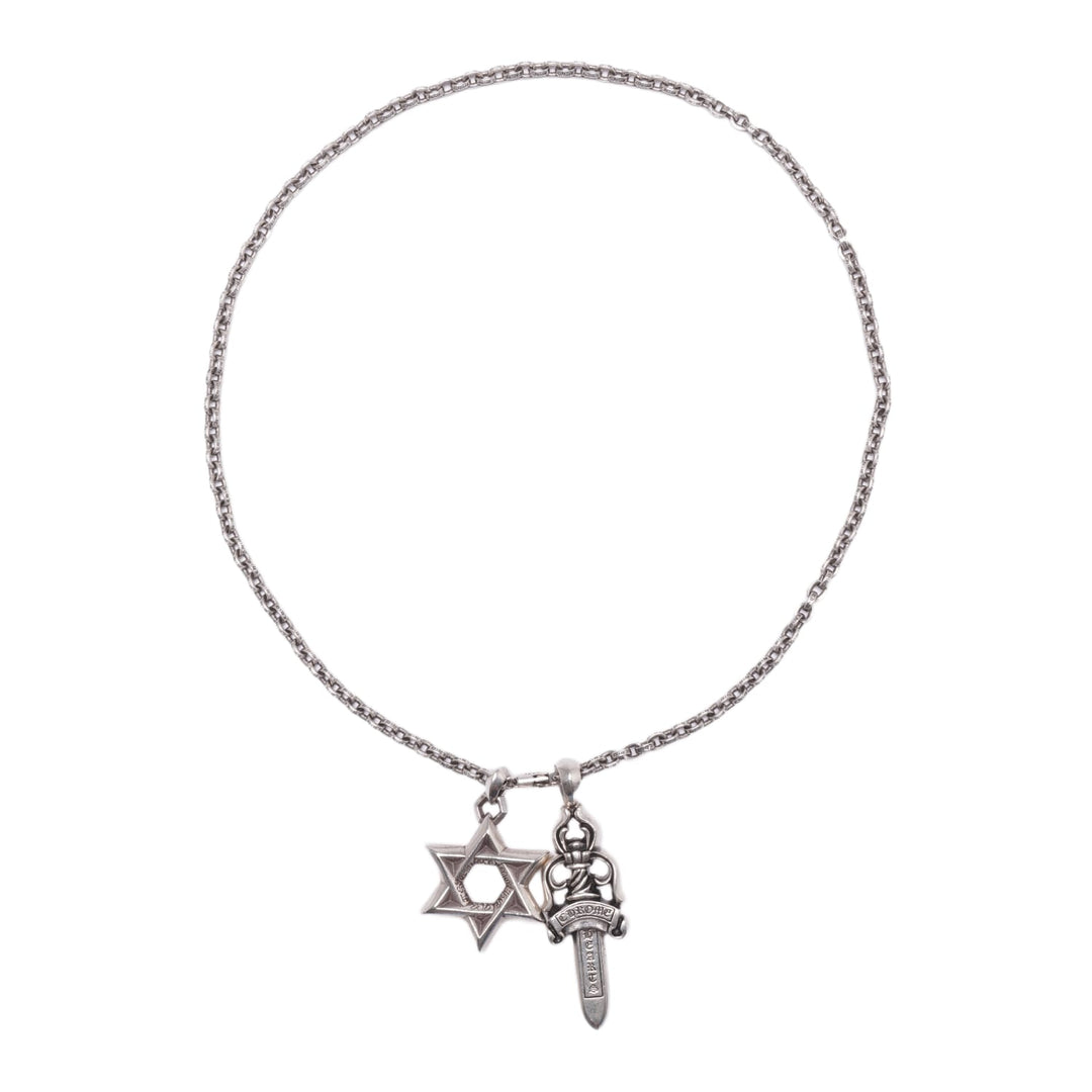 CHROME HEARTS 'BIG DAGGER STAR OF DAVID' PAPER CHAIN NECKLACE