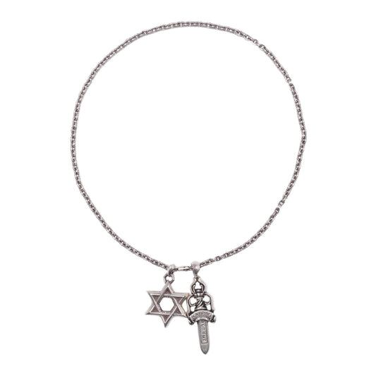 CHROME HEARTS 'BIG DAGGER STAR OF DAVID' PAPER CHAIN NECKLACE