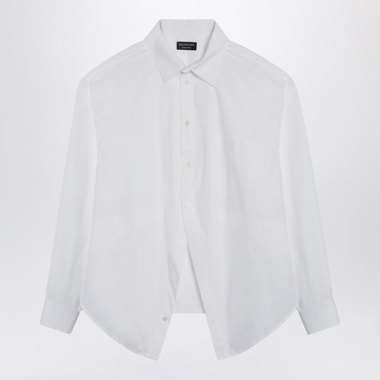 Balenciaga バレンシアガ非対称の白い綿シャツ - Image 1