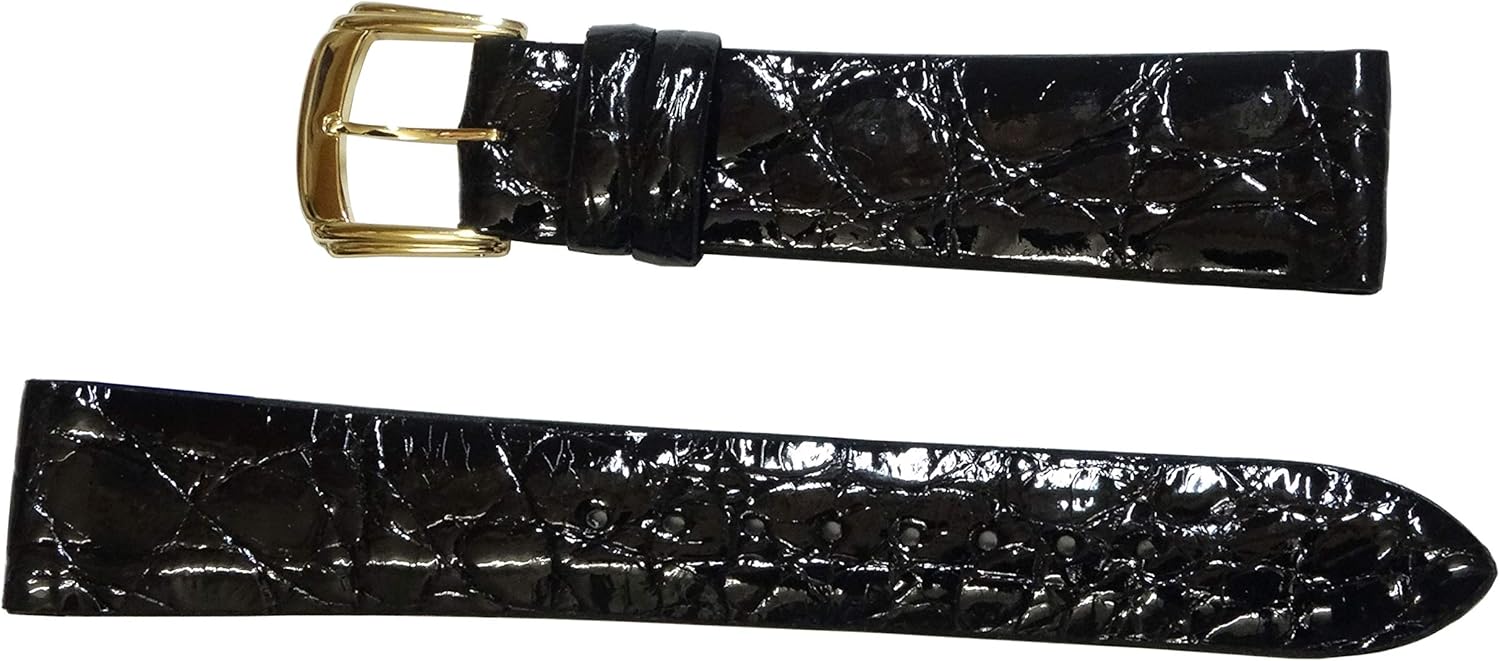 Seiko DA30 Watch Band, 0.7 inch (18 mm), Alligator Sides, Black, Men's Genuine Product, Alligator Leather