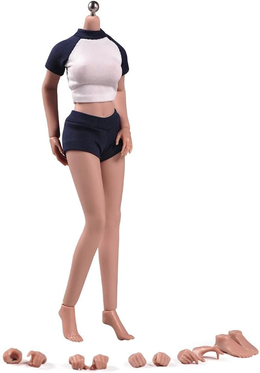 1/12 scale female body, 6.inch ultra flexible 22 joints seamless female body micro beauty three-dimensional action doll, removable foot model, suitable for hobby collection (muscle muscles)