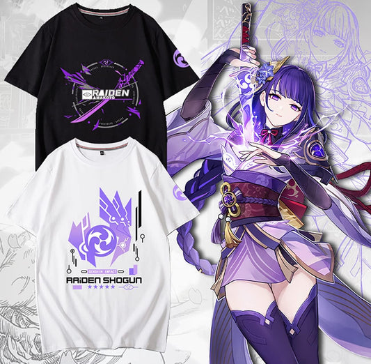 Genshin Impact T-Shirt, Raiden Ei, Lightning, Summer Clothes, Unisex, Birthday Gift (F, S)