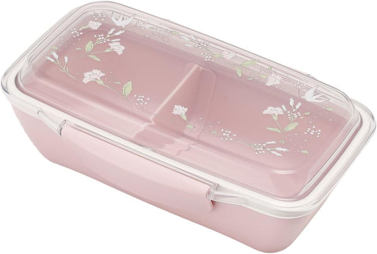 AfternoonTea LIVING JQ44 Flower Art Antibacterial 2-Point Locking Lunch Box, Pink