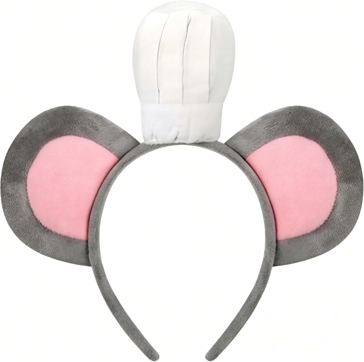 Serre Tete Souris avec Chapeau de Chef Oreilles de Souris Bandeau Cheveux pour Deguisement Animaux Duo Costume Adulte Enfant Carnaval Fete Anniversaire Accessoire Cosplay Gris
