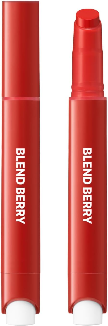 BLEND BERRY Lip Balloon 002 Love Scarlet (Orange Red Type), Plumper, Glossy, Tint Effect, Thick Moisturizing, 0.1 oz (2.5 g)
