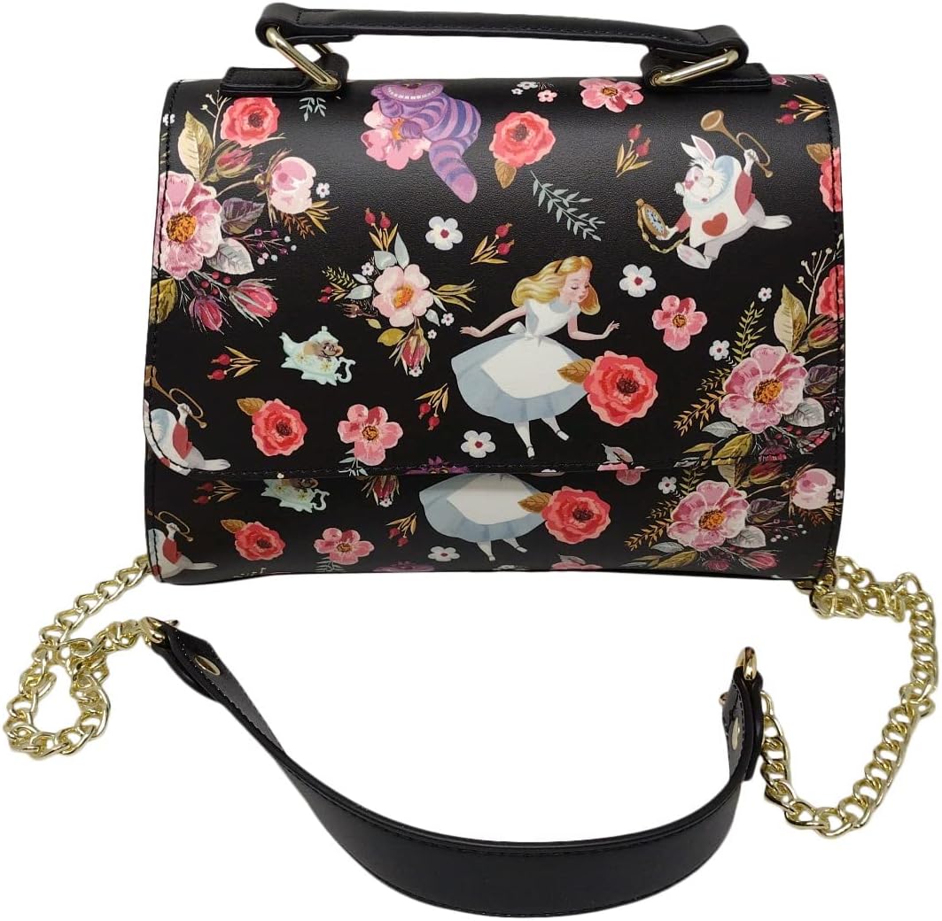 Loungefly Disney Alice in Wonderland Shoulder Bag, Black, Large