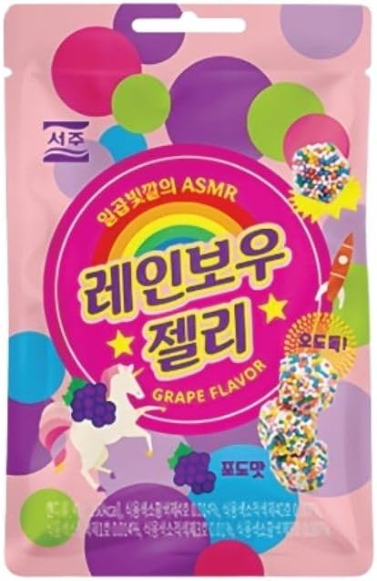 Soju Rainbow Gummy, 1.6 oz (46 g), Grape Flavor, Korean Gummy, ASMR YouTube, Moppan Nurse Rope, Earth Gummies, 7 Colors, Instagramic, Bubble Petit, Colorful Gummies