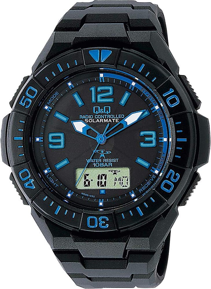 Citizen Q&Q SolarMate Watch, Radio Solar, Analog Display, Chronograph, Waterproof to 10 ATM, Urethane Band