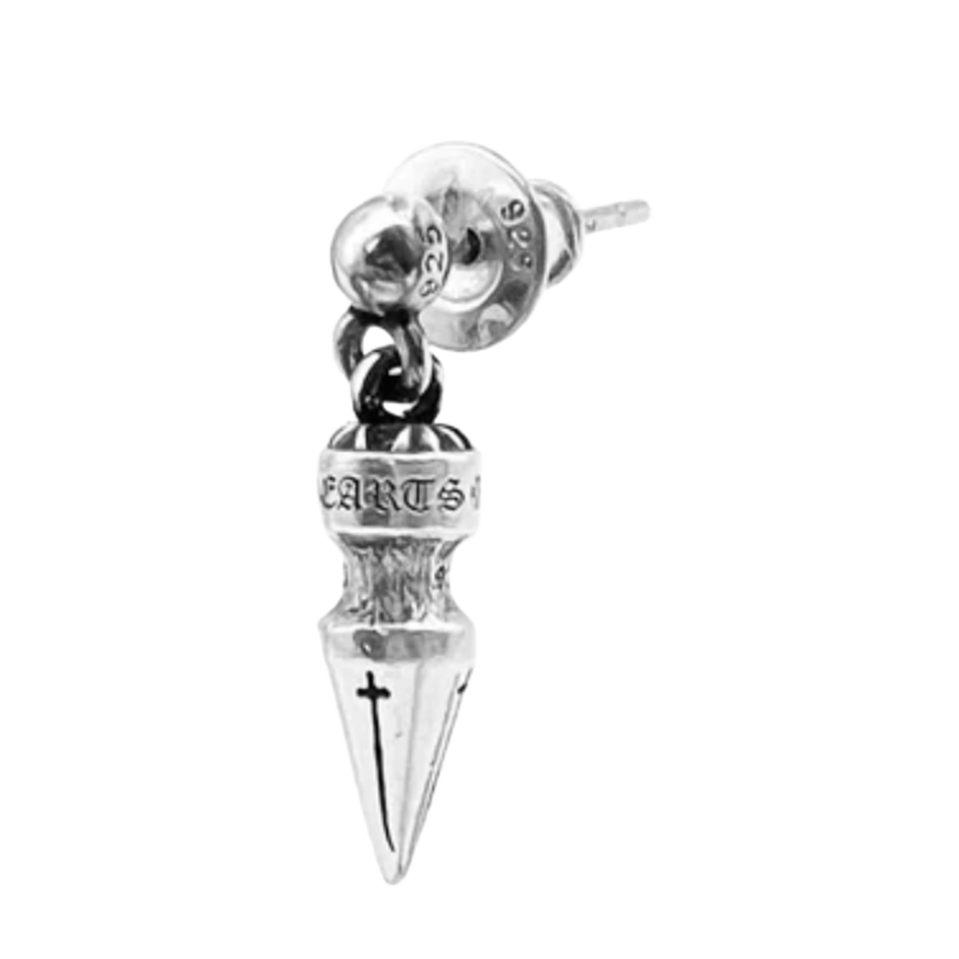 CHROME HEARTS ''SILVER SPIKE' DROP EARRING