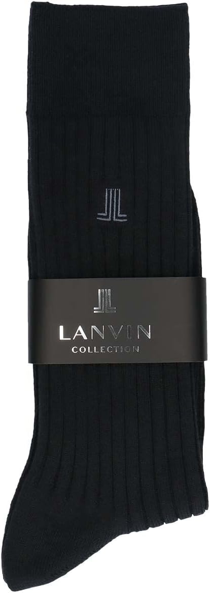 Lanvin 02402070 Collection Collection 02402070 ECO Tencel Modal Mix One Point Rib Crew Length Men's Socks, Socks, Men's, Gentleman, Gift, Gift, 9.8 - 10.6 inches (25 - 27 cm), 88. Black