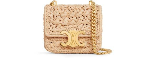 CELINE Mini chain Claude in raffia effect textile - Image 1
