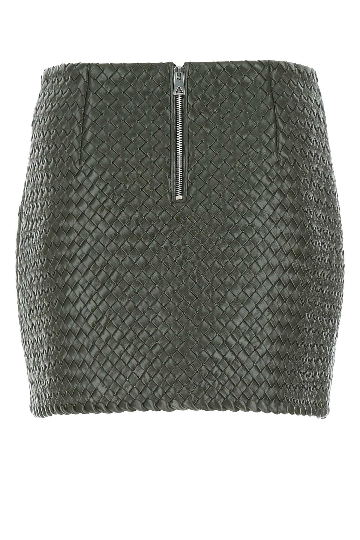 Bottega Veneta ボッテガベネタアーミーグリーンレザーミニスカート - Image 1