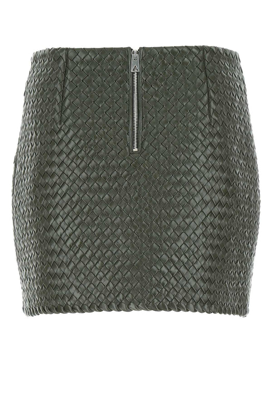 Bottega Veneta ボッテガベネタアーミーグリーンレザーミニスカート - Image 1