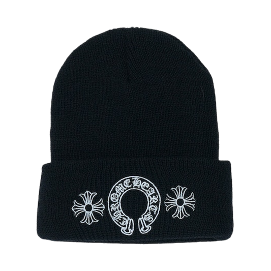 CHROME HEARTS 'HORSESHOE LOGO' BLACK BEANIE