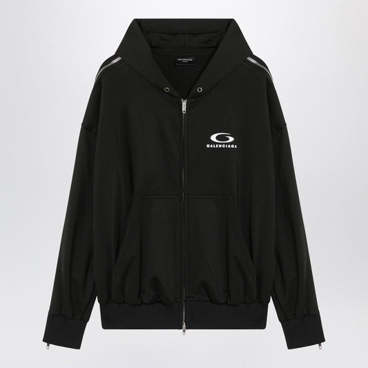 Balenciaga バレンシアガブラックジップアップスウェットシャツループスポーツアイコン - Image 1