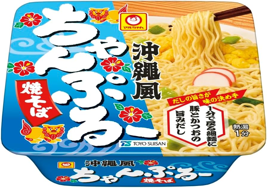 Maru-chan Okinawa Style Champuru Yakisoba (3.7 oz (107 g) x 12 Pieces / Case Sold ), Cup Noodles (Thin Noodles, Salty Sauce), Instant Cup Yakisoba, Instant Noodles, Toyo Suisan