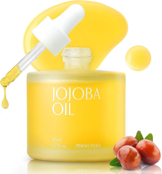 PINKWONDER Jojoba Oil, 1.7 fl oz (50 ml), Natural Ingredients, 100% Golden Jojoba Oil, Organic, Pure Oil, Botanical, Unscented, Moist Type, Face Oil, Moisturizing, Hypoallergenic, Pink Wonder Korean
