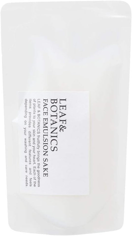 Leaf & Botanics Face Emulsion Junmai Sake Refill, Lotion, Junmai Sake/Sake Lees Fragrance (No Fragrance) Off-White, 3.4 fl oz (90 ml)