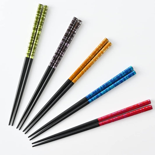 Manufactured in our own factory in Obama, Fukui Prefecture [Ohashi Factory] Dishwasher Safe, Painted Chopsticks, Kasuri Dye, 5-piece Set / Chopsticks, Antibacterial, Dishwasher Safe, Wakasa Paint