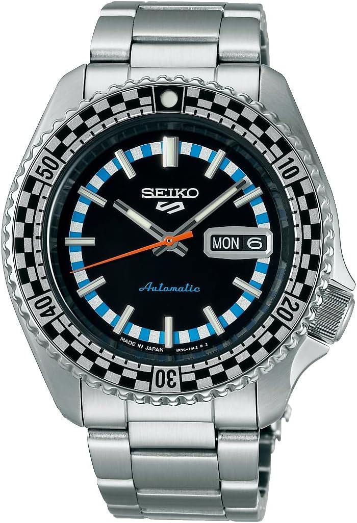 Seiko 5 Sports SKX Series Automatic Watch, Made in Japan, 2024 Special Edition SRPK67 Men's Silver Black Dial Overseas Model, Black, Sporty