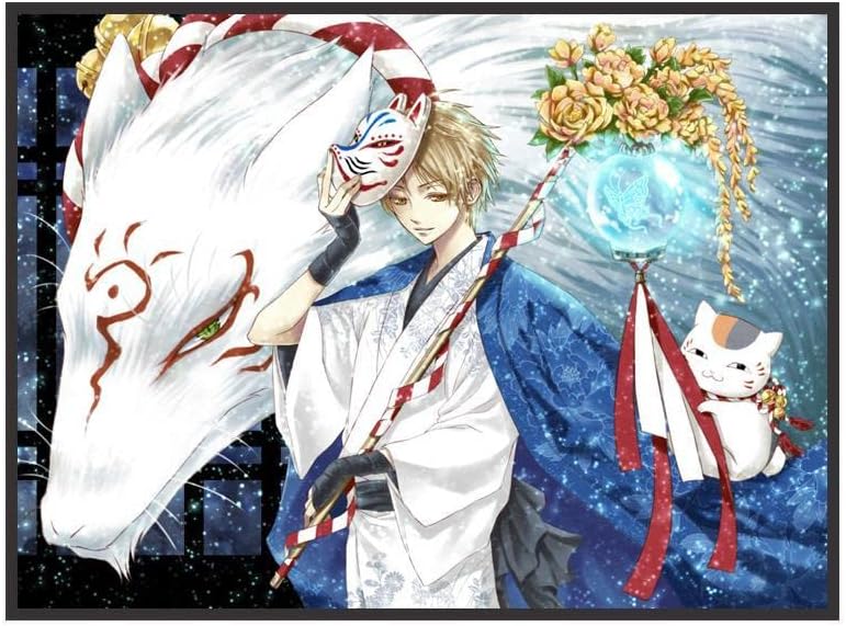 Xmmxqiao Diamond Art, Natsume's Book of Friends Anime, 5D Diamond Art Kit, All Over Application Type, Bead Art, DIY Craft Kit, 20.9 x 15.7 inches (50 x 40 cm)