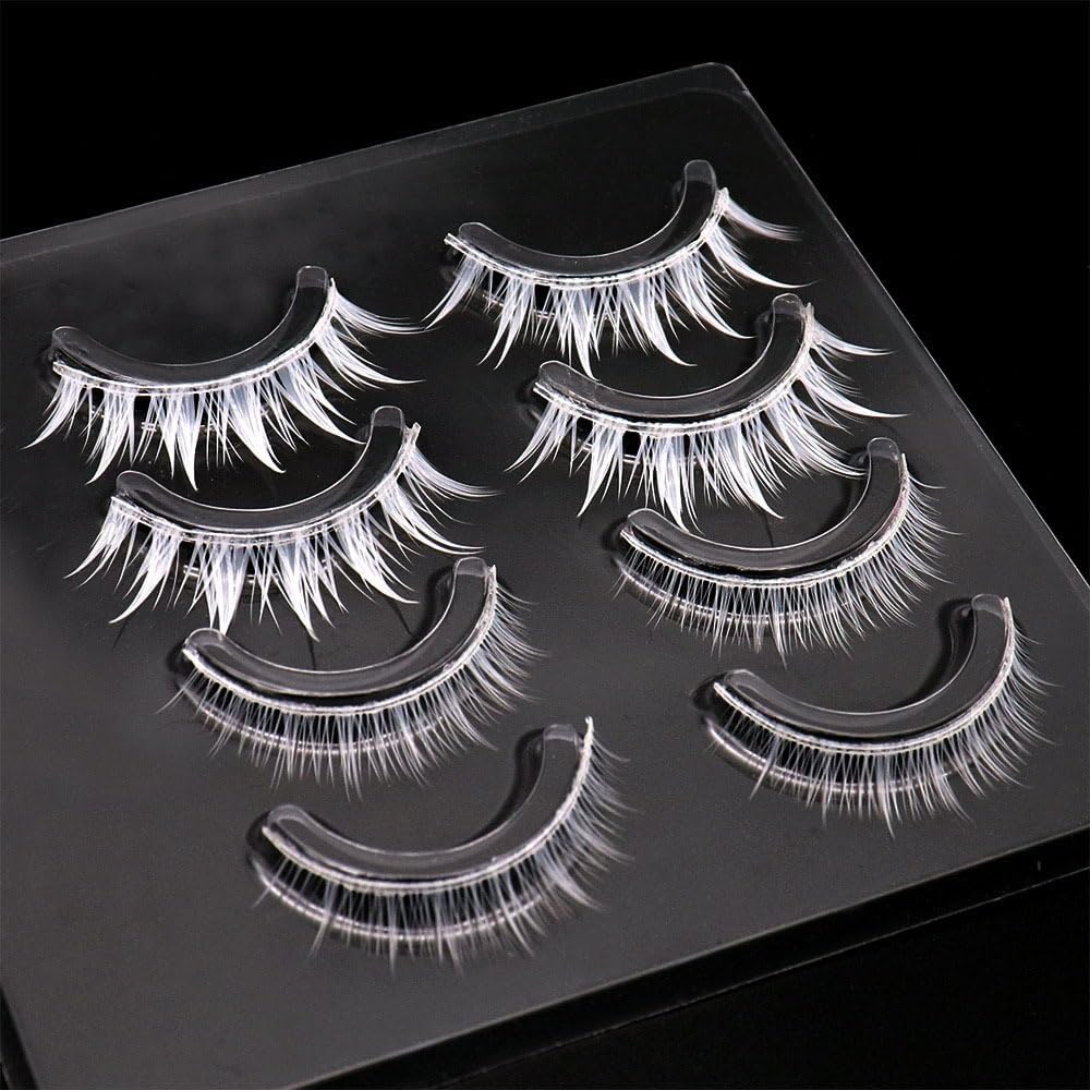White False Eyelashes for Cosplay White False Eyelashes Natural False Eyelashes White Cartoon False Eyelashes Halloween Cosplay Costume Party Reusable Anime False Eyelashes (W-11)