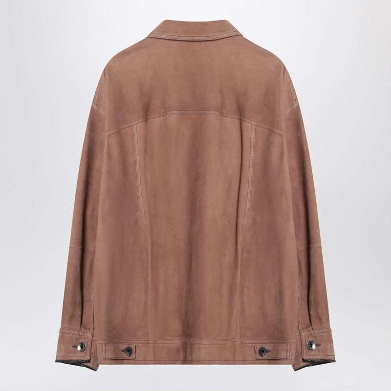 Brunello Cucinelli Brown Leather Overshirtジャケット - Image 2