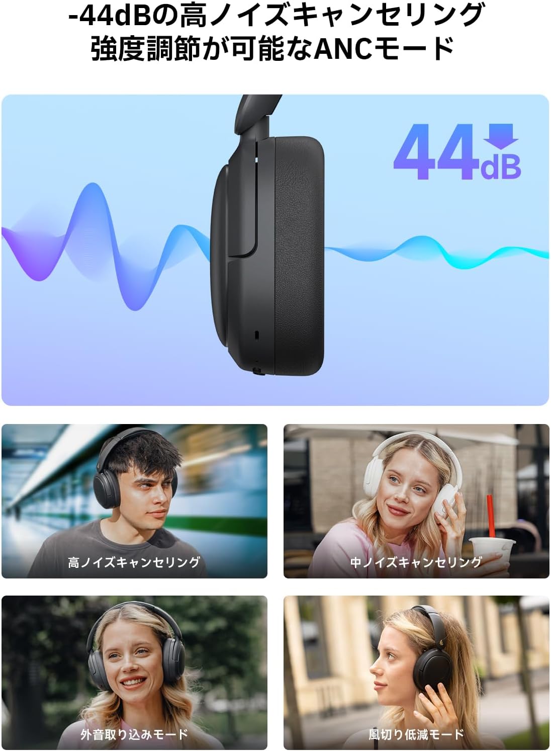 Edifier W800BT Pro Wireless Headphones, Active Noise Cancelling (Bluetooth 5.4/-44 dB Noise Reduction/Wired High Resolution), Multi-Point Compatible, Wired/Wireless, 8.9 oz (253 g), Lightweight