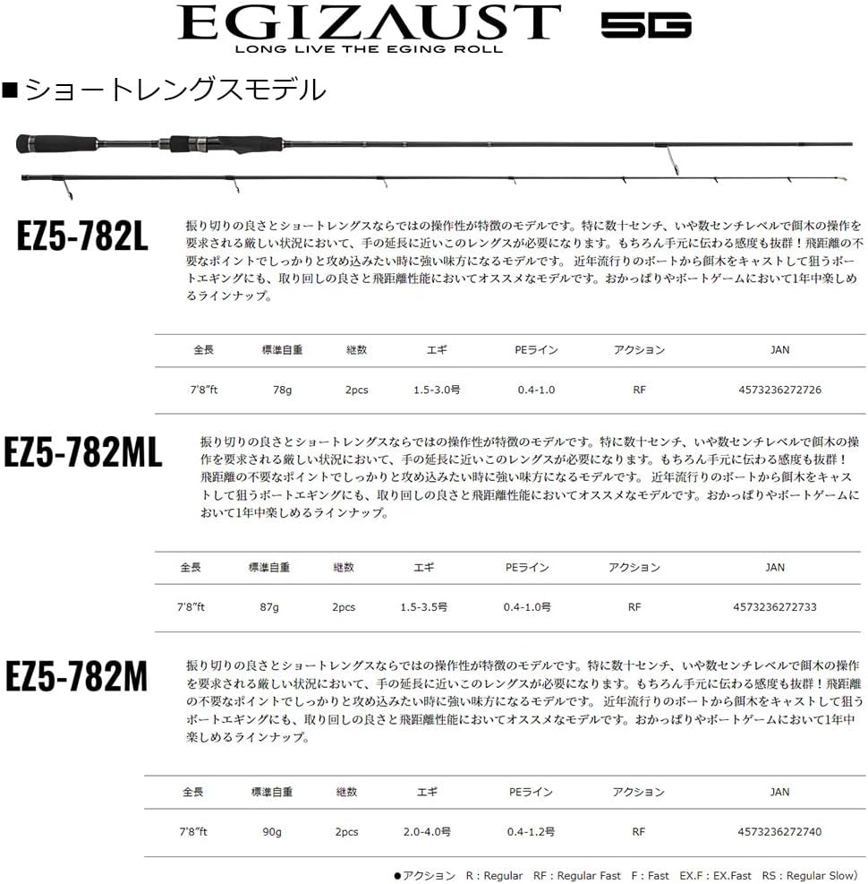 Major Craft EZ5-782M Egging Rod, Exhaust 5G, Short Length Model, Spinning