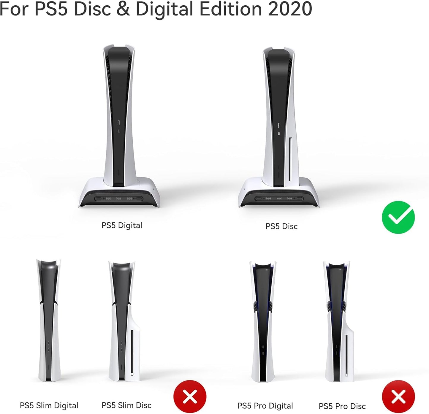 KIWIHOME PS5 Stand, Vertical Stand, Magnetic Charging Version, PS5 Peripheral Devices, RGB Effect, 2 Controllers, Charging Stand, 3 USB Ports, PS5, Cooling Fan, PS5, Stand, Vertical, Compatible with