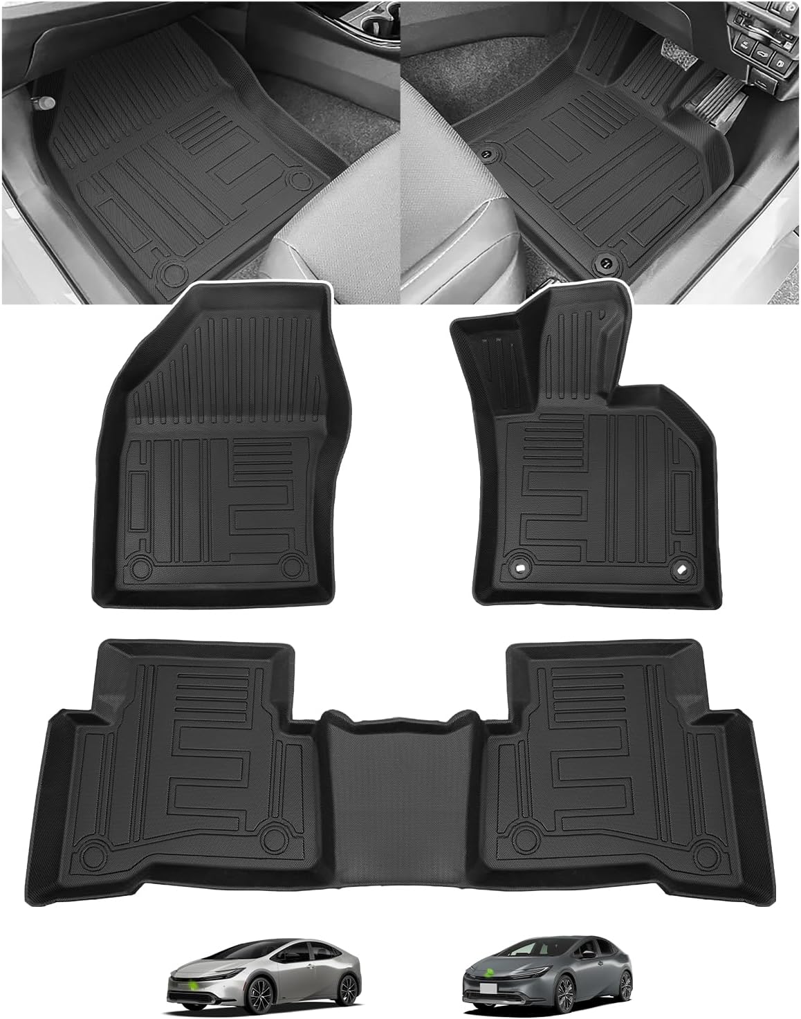 Toyota New Prius 60 Series Floor Mat, 3D Dimensional, 60 Series Prius, Floor Mat, Toyota PRIUS 60 Car Mat Front Seat & 2nd Row Vehicle Specific Design, January 2023 (Riwa 5), Custom Parts, Genuine